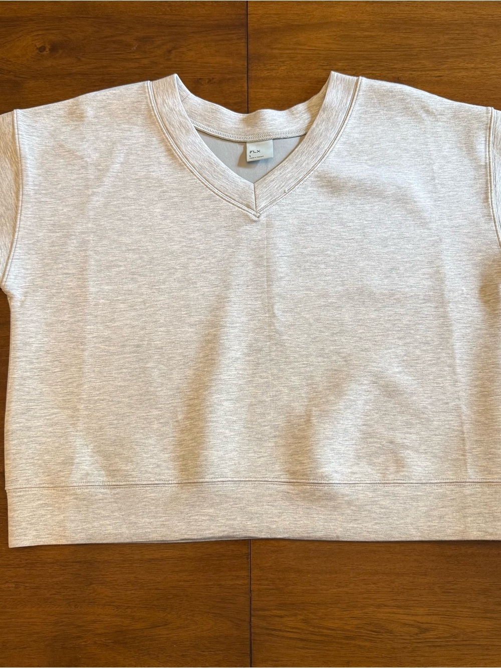 FLX Women's Light Heather Gray V-Neck Cropped Sweatshirt